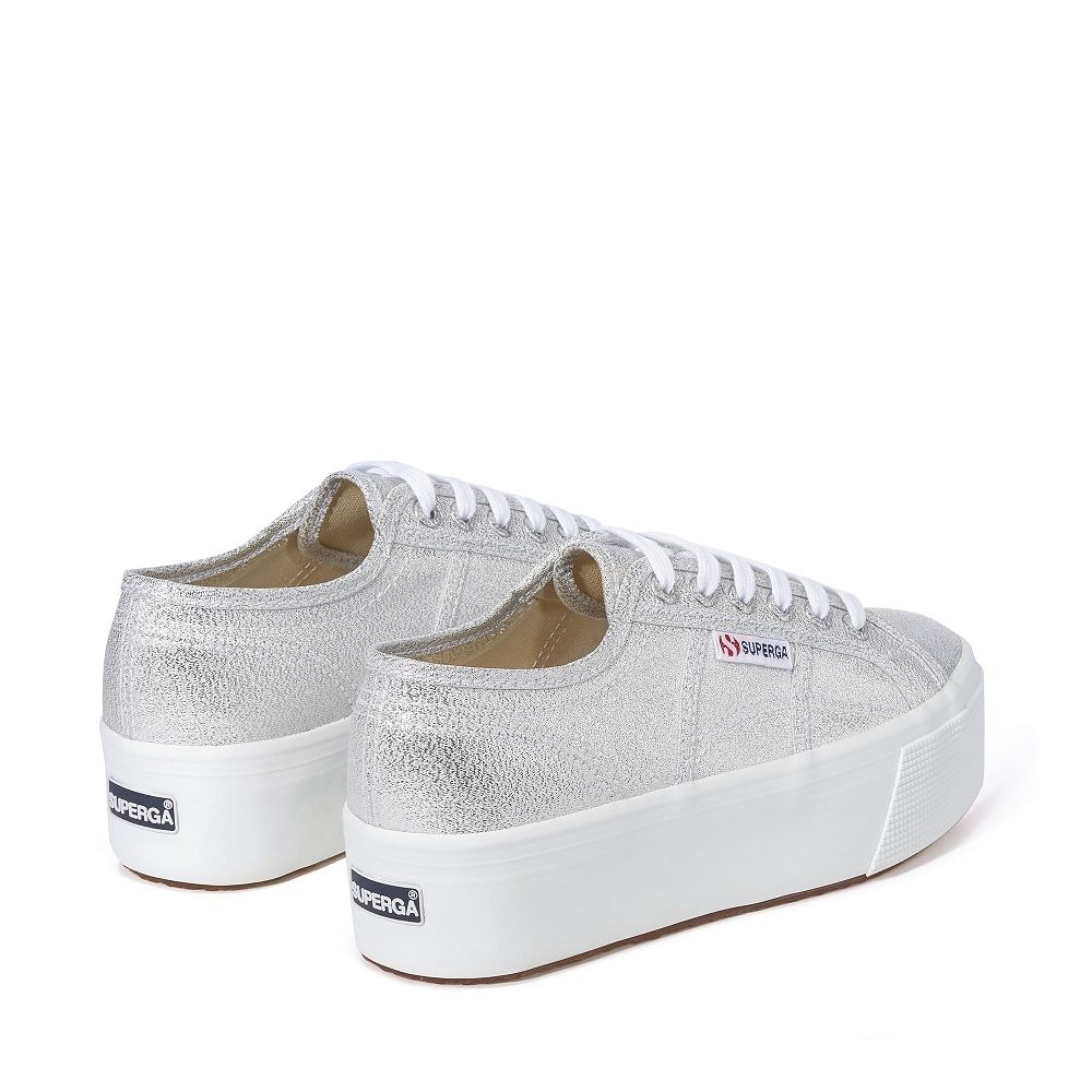 Superga 2790 Lame Grey Platform Sneakers - Women's Sneakers USA | US7150862